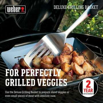 Weber Deluxe Grilling Basket for Safe, Easy Grilling