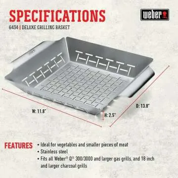 Weber Deluxe Grilling Basket for Safe, Easy Grilling