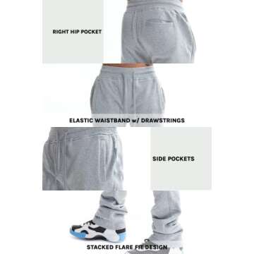 Bleecker and Mercer Soft Brushed Back Stacked Fleece Sweatpants Men - Hip-Hop Urban Fashion Streetwear