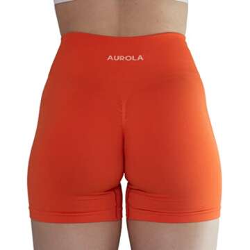 AUROLA Women's Athletic Shorts High Waisted Running Sporty Shorts Gym Elastic Workout Shorts (XS,Flame Orange)