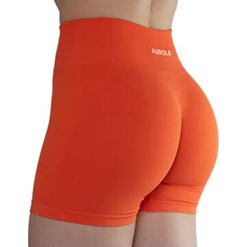 AUROLA Women's Athletic Shorts High Waisted Running Sporty Shorts Gym Elastic Workout Shorts (XS,Flame Orange)