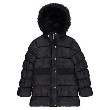 Juicy Couture Girls Coat, Faux Fur Hooded Winter Jacket, Warm Padded Parka Hoodie, Kids Heavyweight Winter Coat