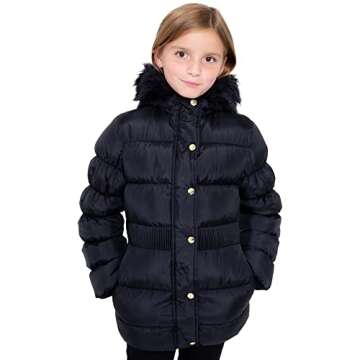 Juicy Couture Girls Coat, Faux Fur Hooded Winter Jacket, Warm Padded Parka Hoodie, Kids Heavyweight Winter Coat