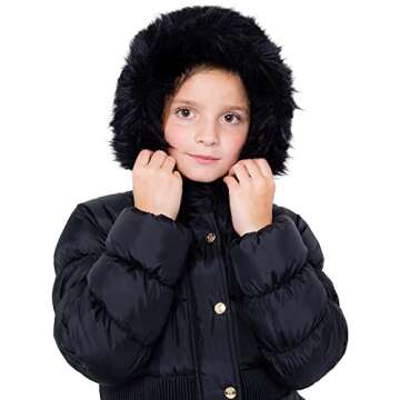 Juicy Couture Girls Coat, Faux Fur Hooded Winter Jacket, Warm Padded Parka Hoodie, Kids Heavyweight Winter Coat