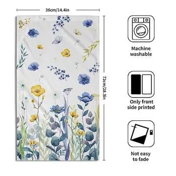 Giwawa Blue Yellow Poppy Floral Hand Towels – Set of 2 for Stylish Decor and Gift Giving