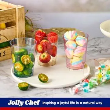 JOLLY CHEF 100 Pack 10 oz Plastic Cups, Disposable Party Cups in Assorted Colors, Plastic Glasses with 4 Colors Perfect for Wedding, Thanksgiving Day, Christmas Party