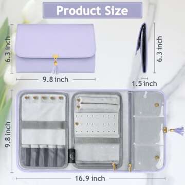 MATEIN Jewelry Organizer for Travel, Womens PU Leather Large Jewerly Holder with Tassel, Travel Neck...