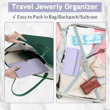 MATEIN Jewelry Organizer for Travel, Womens PU Leather Large Jewerly Holder with Tassel, Travel Necklace Earring Ring Bracelet Storage Case, Purple