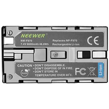 NEEWER 6600mAh Li-ion Battery, Replacement Battery for Sony NP-F970 NP-F960 NP-F975 NP-F570 NP- F750 NP-F770, Suitable CN160 NW759 74K 760 FW759 74K 760 LED Video Light, Monitor