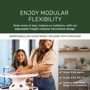 Lettuce Grow Farmstand Starter Kit with Glow Rings and Seedlings Included | Large Hydroponic Growing System Kit | Vertical Garden Planter Tower with 36 Pre-Grown Plants | 6ft 7in Tall