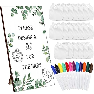 Panitay 43 Pcs Baby Shower Bib Decorating Game Kit