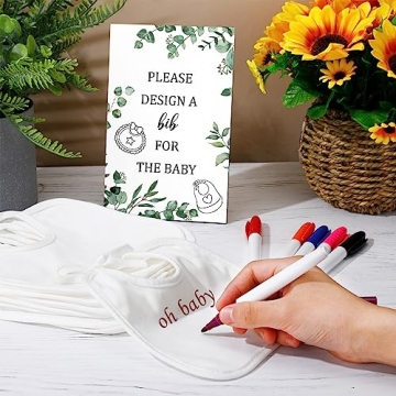 Panitay 43 Pcs Baby Shower Bib Decorating Game Kit