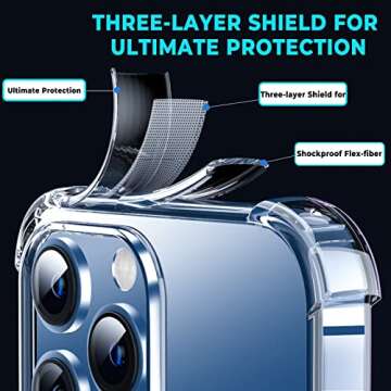 ORIbox for iPhone 12 Pro Max Case Clear with 4 Corners Shockproof Protection,iPhone 12 Pro Max Clear Case for Women Men Girls Boys Kids, Thermoplastic Polyurethane, Clear