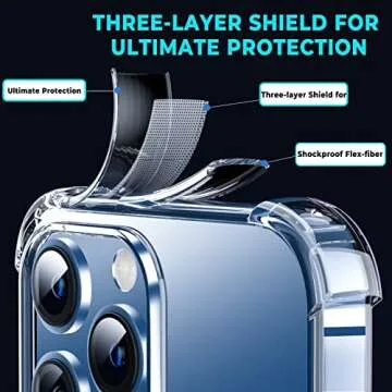 ORIbox for iPhone 12 Pro Max Case Clear with 4 Corners Shockproof Protection,iPhone 12 Pro Max Clear Case for Women Men Girls Boys Kids, Thermoplastic Polyurethane, Clear