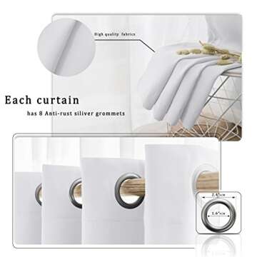 WONTEX Blackout Curtains Room Darkening Thermal Insulated with Grommet Window Curtain for Living Room, 52 x 54 inch, Greyish White, 2 Panels