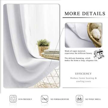 WONTEX Blackout Curtains Room Darkening Thermal Insulated with Grommet Window Curtain for Living Room, 52 x 54 inch, Greyish White, 2 Panels