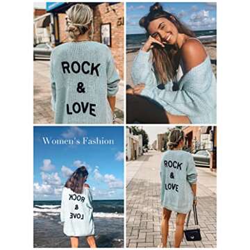 PRETTYGARDEN Women’s Solid Color Long Sleeve Cardigan Casual Soft Knit Sweaters Draped Open Front Cardigan Sweaters Coats (Blue, Small)