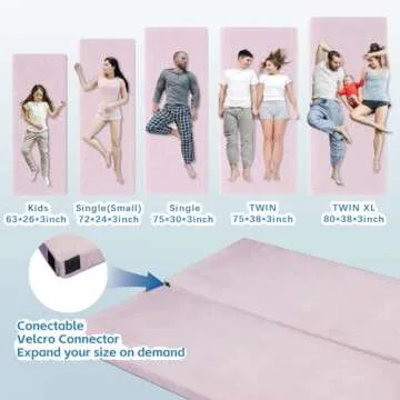 KingChii CertiPUR-US Memory Foam Camping Mattress, Portable Roll Up Travel Car Camping Mattress Sleeping Pad & Floor Mattress, Cot Mattress Guest Bed for Sleepover with Waterproof Cover & Travel Bag