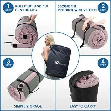KingChii CertiPUR-US Memory Foam Camping Mattress, Portable Roll Up Travel Car Camping Mattress Sleeping Pad & Floor Mattress, Cot Mattress Guest Bed for Sleepover with Waterproof Cover & Travel Bag