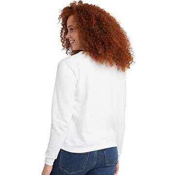 Hanes Women's EcoSmart Crewneck Sweatshirt, White, X Large