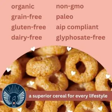 Lovebird Gluten Free Cereal - Organic Grain Free Cereals Paleo AIP Dairy Free Keto Friendly No Refined Sugar Healthy Snacks for Kids, Adults (Cacao, 4 Pack)