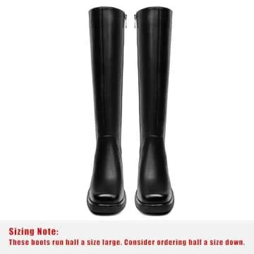 Stylish HEIFIN Black Knee High Boots for Women in Leather