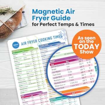Air Fryer Magnetic Cheat Sheet Set - Air Fryer Accessories Cookbook - Easy to Use AirFryer Time Char...
