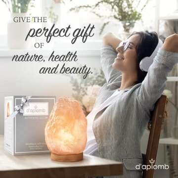 d'aplomb 100% Authentic Natural Himalayan Salt Lamp; Valentine’s Day Gift, Large Hand Carved Natur...