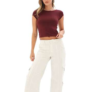 Women Backless T-Shirt Y2k Short Sleeve Crew Neck Crop Tee Top Open Back Slim Fit Blouse Tops