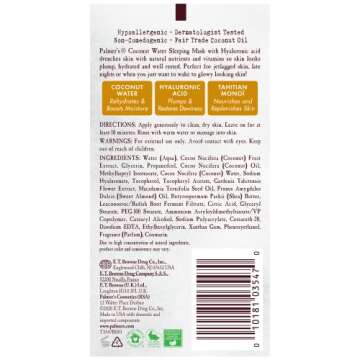 Palmer's Coconut Oil Formula Coconut Water Hydrating Facial Mask, 3.17 Ounces