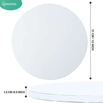 ONAMA – White Cake Drum 12 Inch Round 6 Pack - Smooth Cake Drum 1/2 Inch Thick Cake Boards with Professional Smooth Straight Edges and Glossy Finish - 6m Long Ribbon