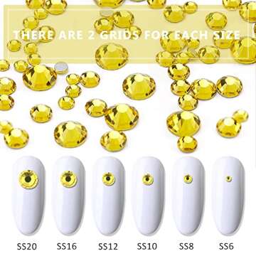 3792 Pcs Yellow Crystal Flatback Rhinestones Set for Nail, Art, Crafts, Makeup, Tumblers Glitter Round with Tweezers and Picking Pen(SS6~SS20)