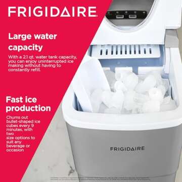Frigidaire EFIC108-SILVER Counter top Portable, 26 lb per Day Ice Maker Machine, Silver