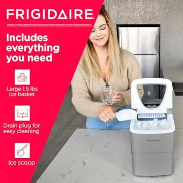 Frigidaire EFIC108-SILVER Counter top Portable, 26 lb per Day Ice Maker Machine, Silver