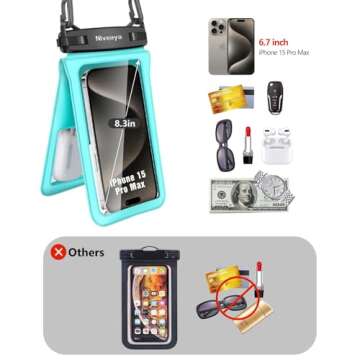 Niveaya Double Space Waterproof Phone Pouch - 2 Pack, Waterproof Phone Lanyard Case with iPhone 16/1...