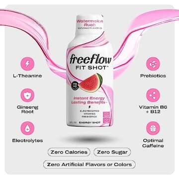 Freeflow Fit Energy Shots Watermelon Rush 6-Pack Natural Caffeine