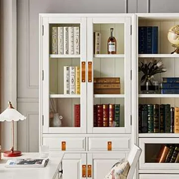 Jililil Leather Drawer Pulls, Brown Cabinet Handles 6 Pack, Soft Handles Hole Pitch Adjustable, Perfect Replacement of Metal Dresser Hardware (5 Inch Hole Centers)