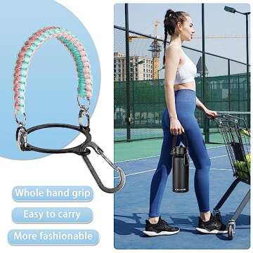 32 oz Insulated Water Bottle - Paracord Handles & Strap, 2 Lids, Stainless Steel