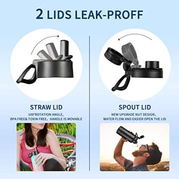 32 oz Insulated Water Bottle with Paracord Handle and Straps