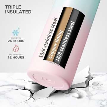 32 oz Insulated Water Bottle with Paracord Handle and Straps