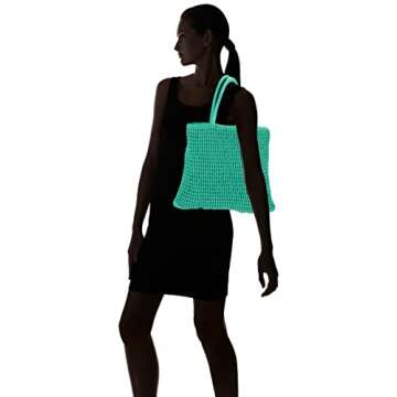 The Drop Women's Alora Crochet Tote, Jade, One Size
