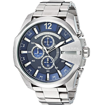 Diesel Mega Chief Silver Chronograph Watch - Bold & Sophisticated