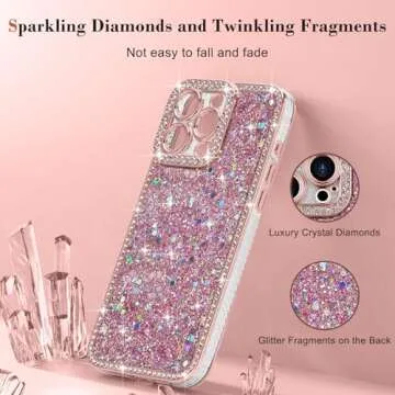 Lafunda for iPhone 16 Pro Max Case Glitter, Luxury Shiny Bling Sparkly Bumper Cover with Crystal Diamonds for Women Girls Soft Slim Shockproof Protective Phone Case for iPhone 16 Pro Max 6.9", Pink