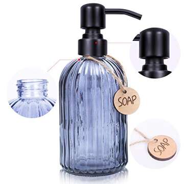 MARTHA&IVAN Glass Soap Dispenser Lotion Dispenser Rustic Soap Dispenser and Toothbrush Holder Set (Grey)