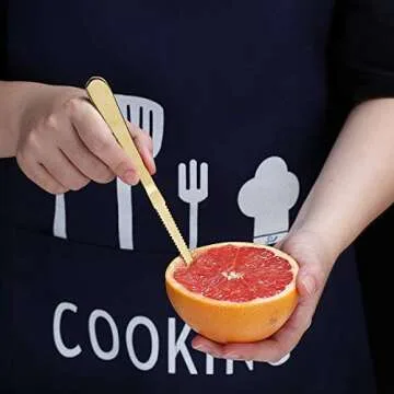 Gold Grapefruit Spoons 5 Pieces Set with Knife for Fruits