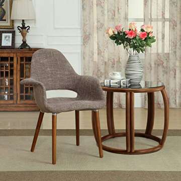 Modway Aegis Mid-Century Modern Upholstered Fabric Dining Chair with Wood Legs in Taupe