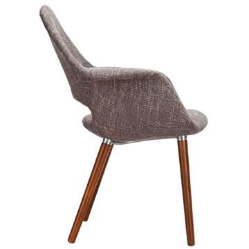 Modway Aegis Mid-Century Modern Upholstered Fabric Dining Chair with Wood Legs in Taupe