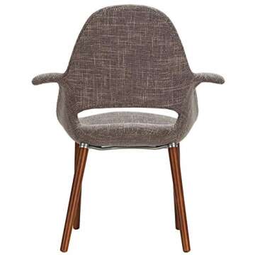 Modway Aegis Mid-Century Modern Upholstered Fabric Dining Chair with Wood Legs in Taupe