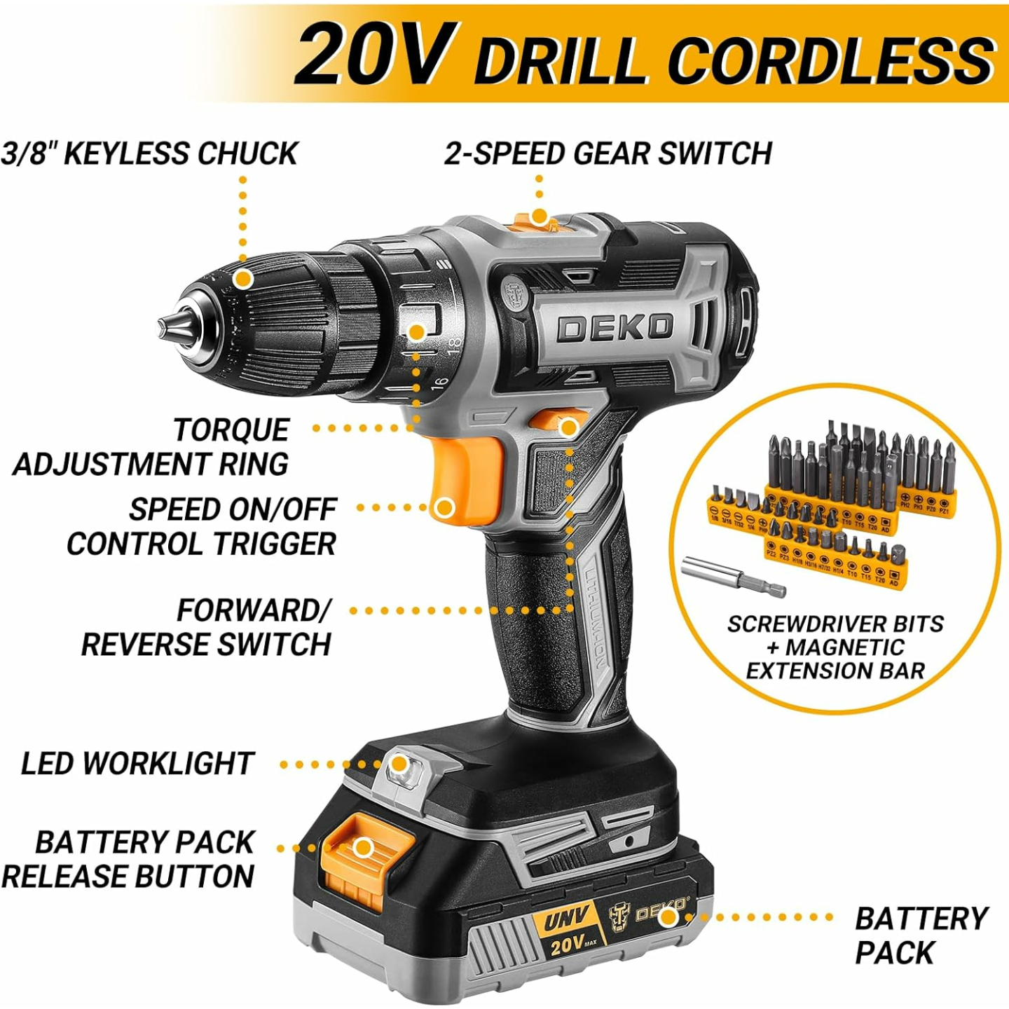 20V Cordless Drill Tool Kit for Home Repair