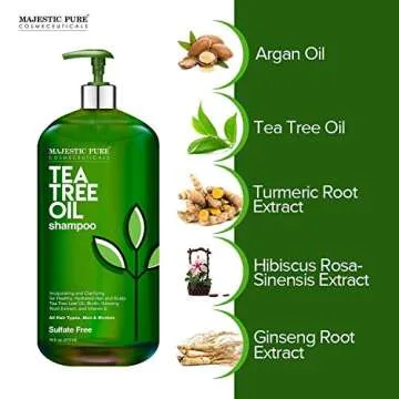 Majestic Pure Tea Tree Shampoo for Men and Women - Hydrating Formula Fights Dandruff, Lice and Itchy, Irritating or Dry Scalp - For All Hair Types - Sulfate Free 16 fl oz (pack of 2)